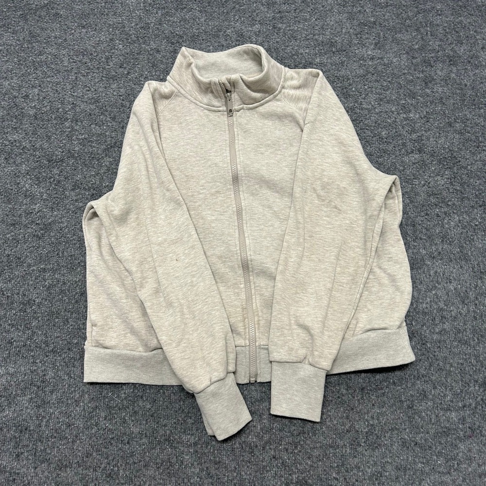 Zella Track Jacket Womens XL Oatmeal Heather Full Zip Mock Neck Athleisure
